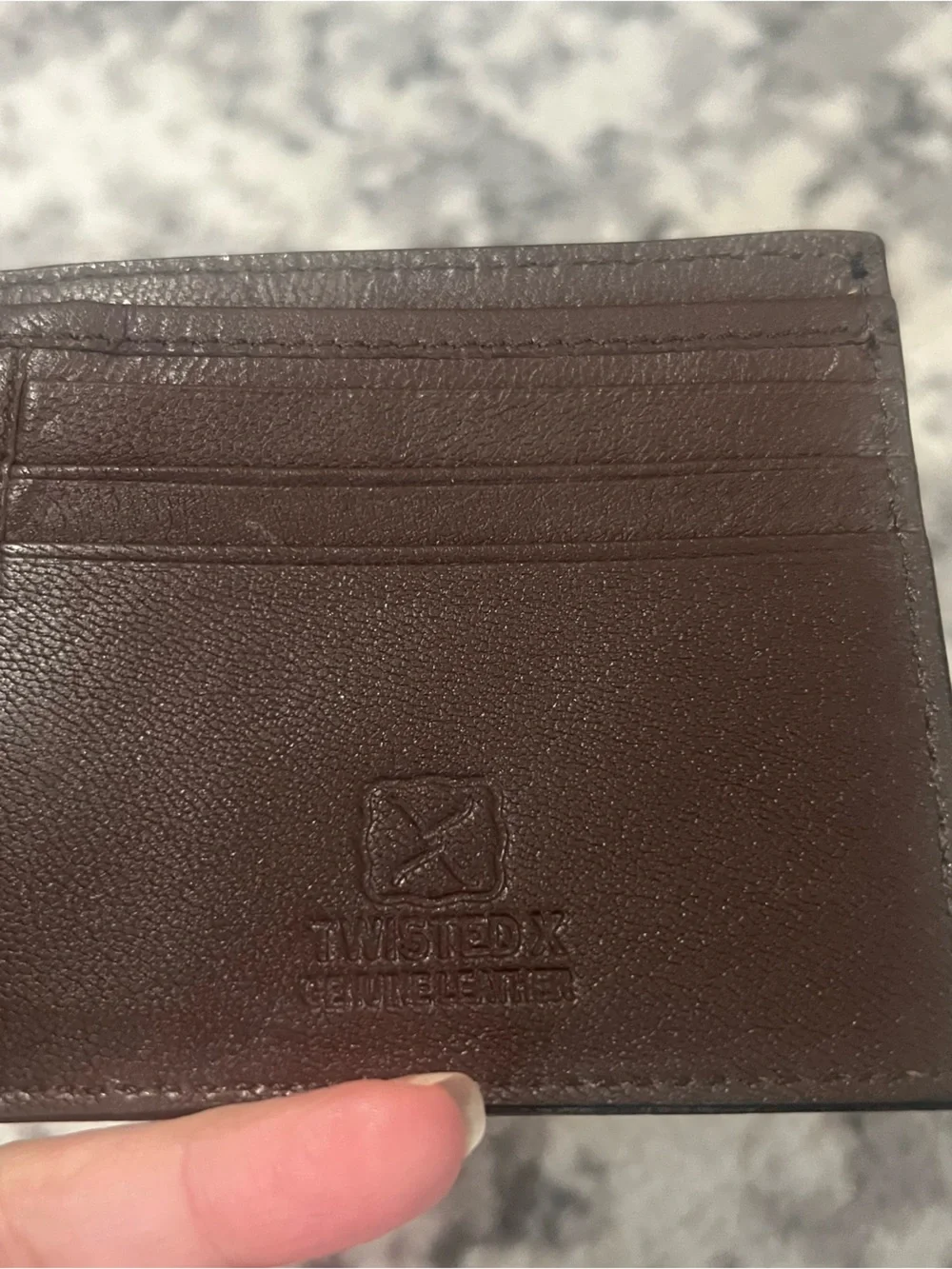 Twisted X Leather Bifold Wallet with Embroidered Logo - Brown/Cowhide Pattern